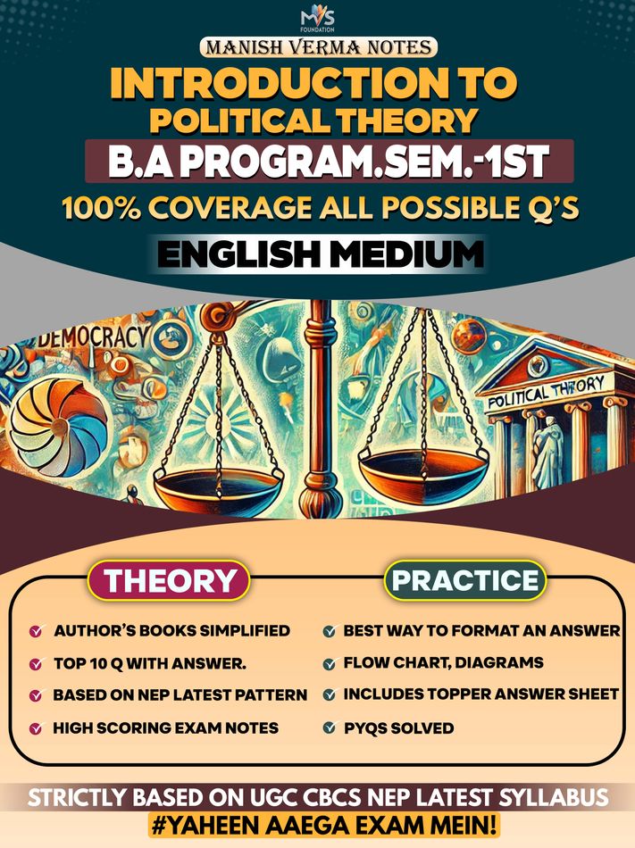B.A Program DU SOL Semester 1st INTRODUCTION TO POLITICAL THEORY Notes